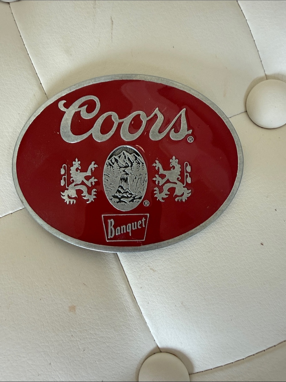 Coors Red Oval Banquet Belt Buckle